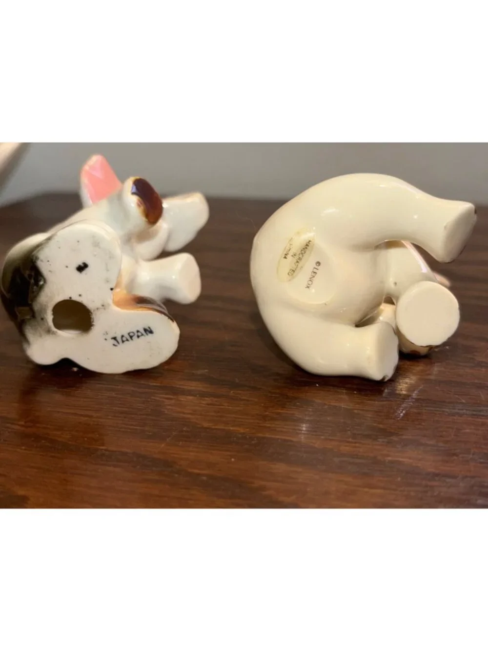 Vintage Lenox & Japan Elephant Figurine Pair Handcrafted Porcelain Gold Accents